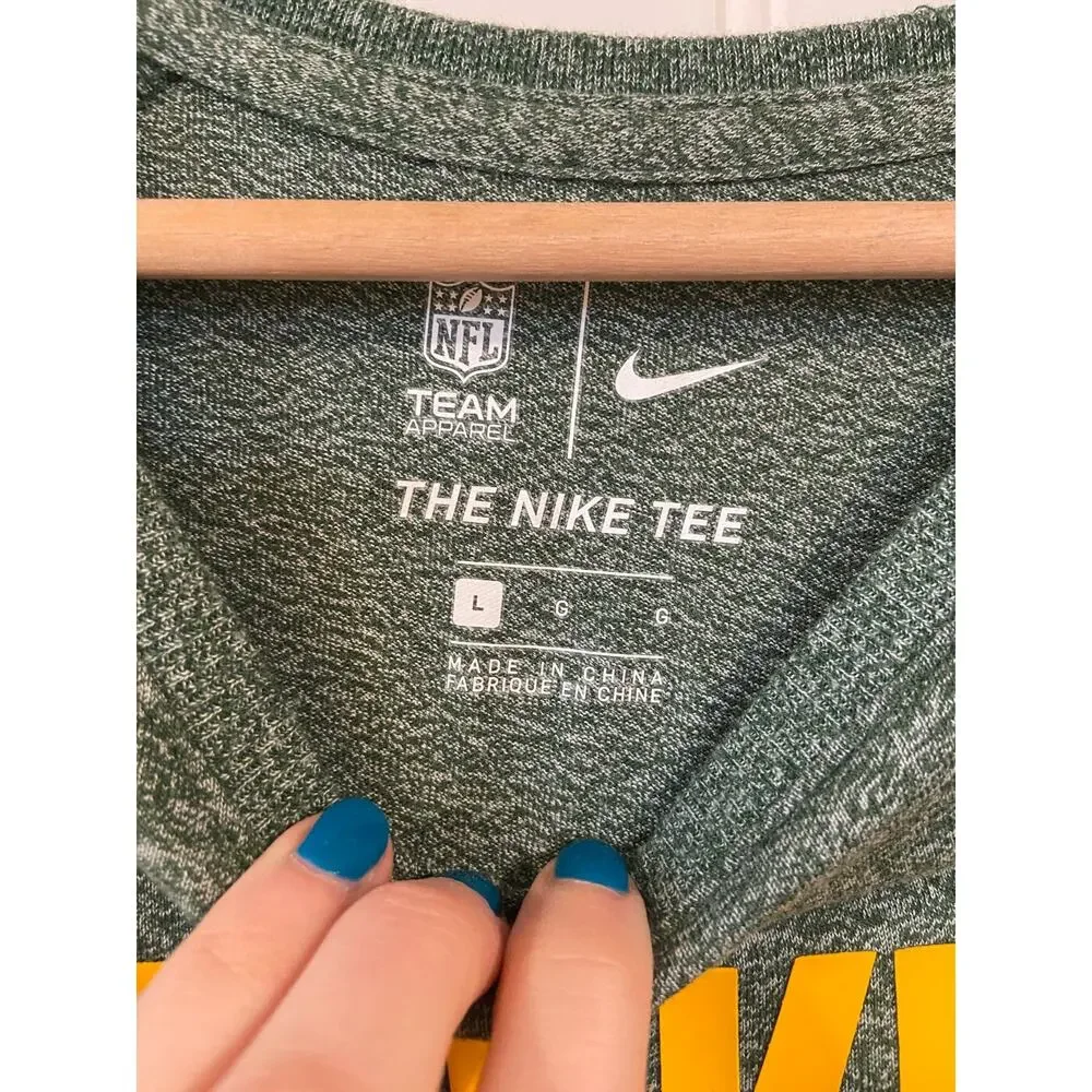 Green Bay Packers Nike Shirt Women's Large 3/4 Sleeve Green, Yellow Football